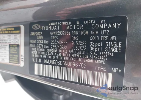 2022 Genesis Gv80 2.5T Awd z USA, uszkodzony, nr VIN KMUHBDSB6NU096782